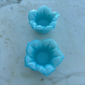 GLASS BLUE VOTIVE SET